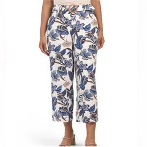 Sigrid Olsen Floral Belted Linen Blend Pants Size 6